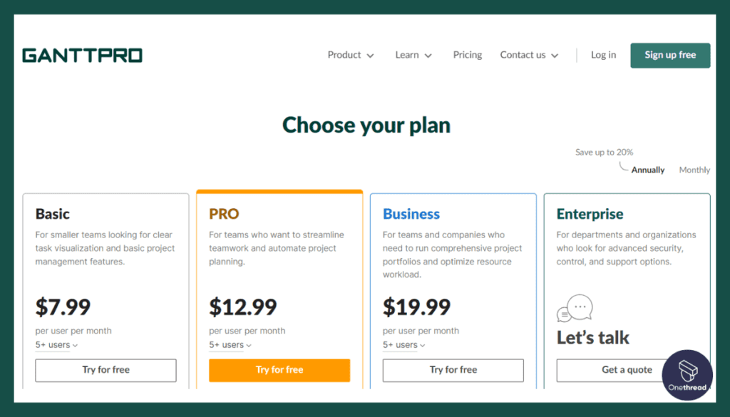 Gantt Pro-Price