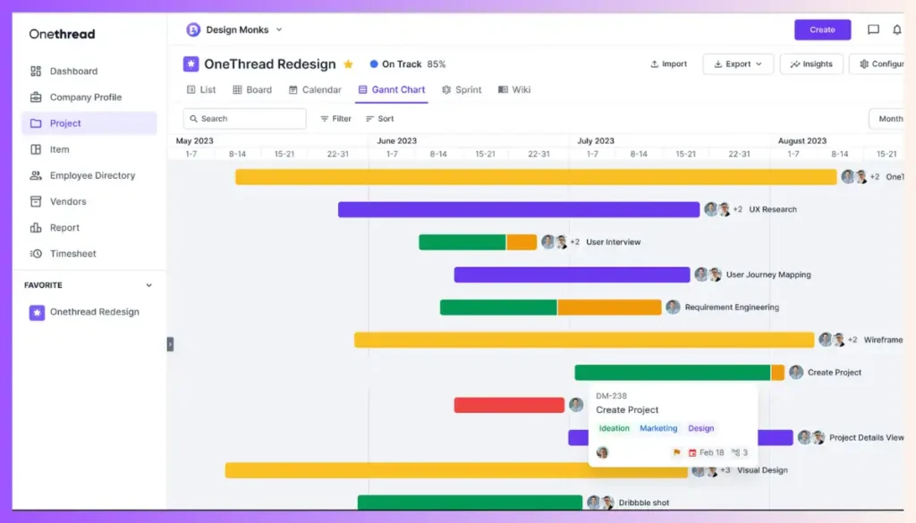 Onethread-Gantt Charts and Visualization