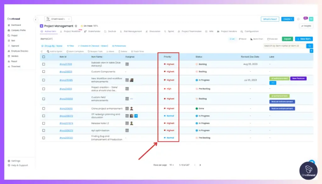 Onethread-Task Prioritization