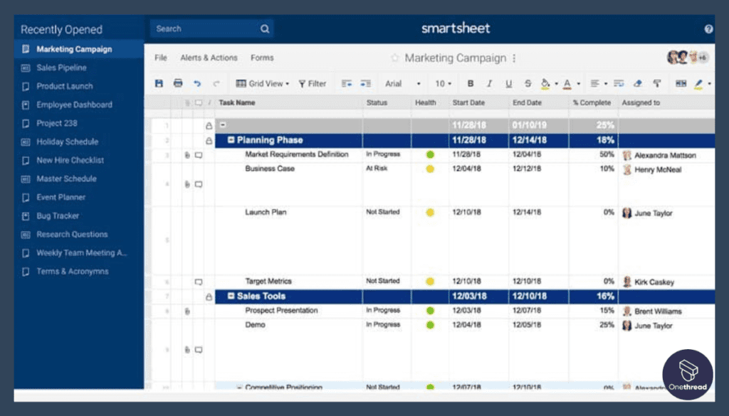 Smartsheet-Spreadsheet-Like Interface