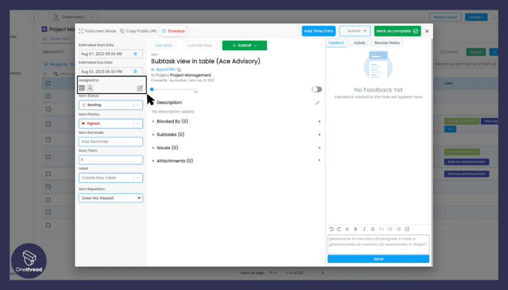 Onethread-Task Assign