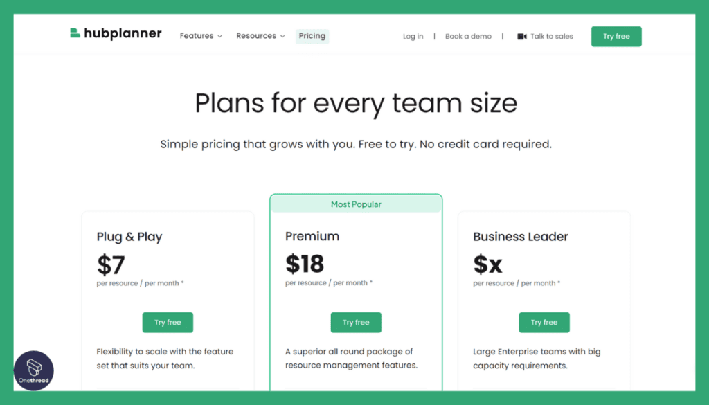 Hub Planner-Pricing