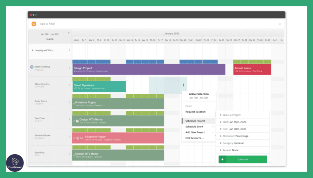 Hub Planner-Resource Scheduling