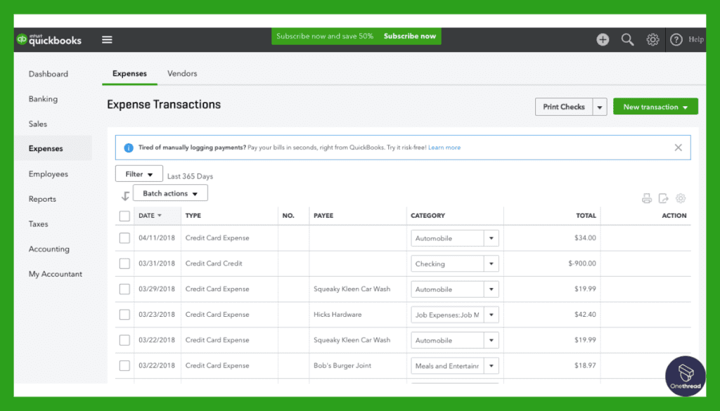 QuickBooks Online-Expense Tracking