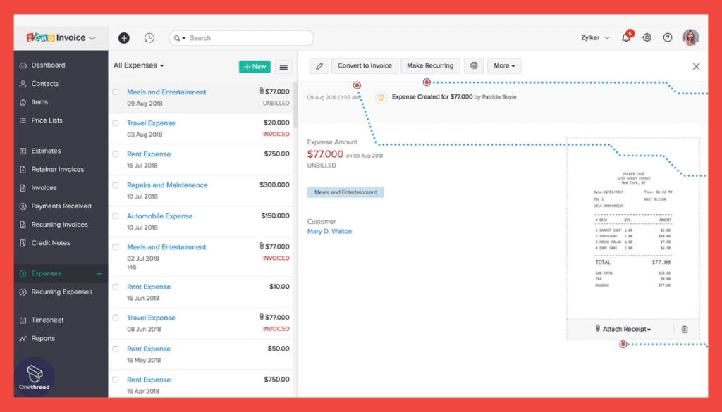 Zoho Invoice-Expense Tracking