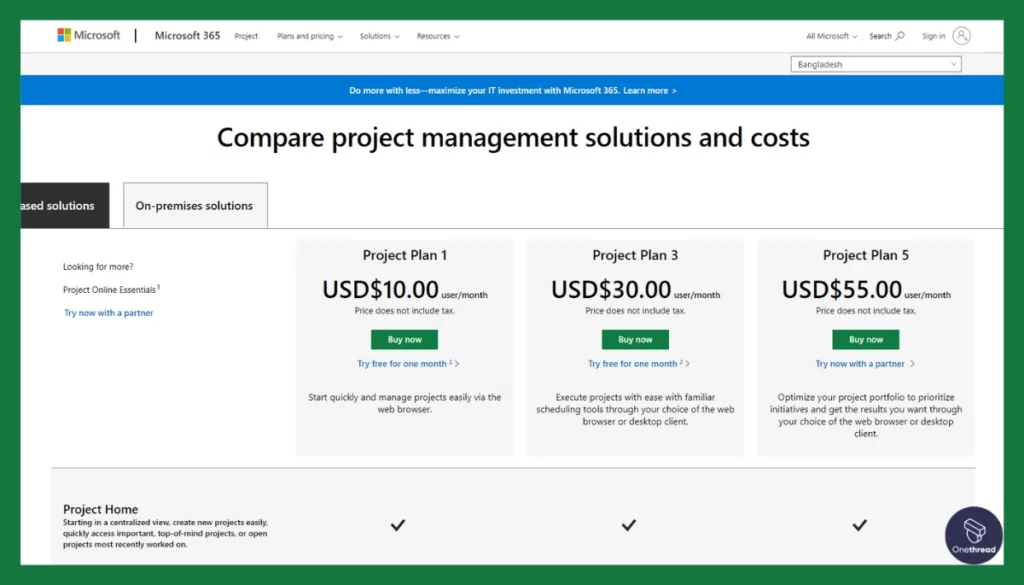 Microsoft Project Online Essentials-Pricing.