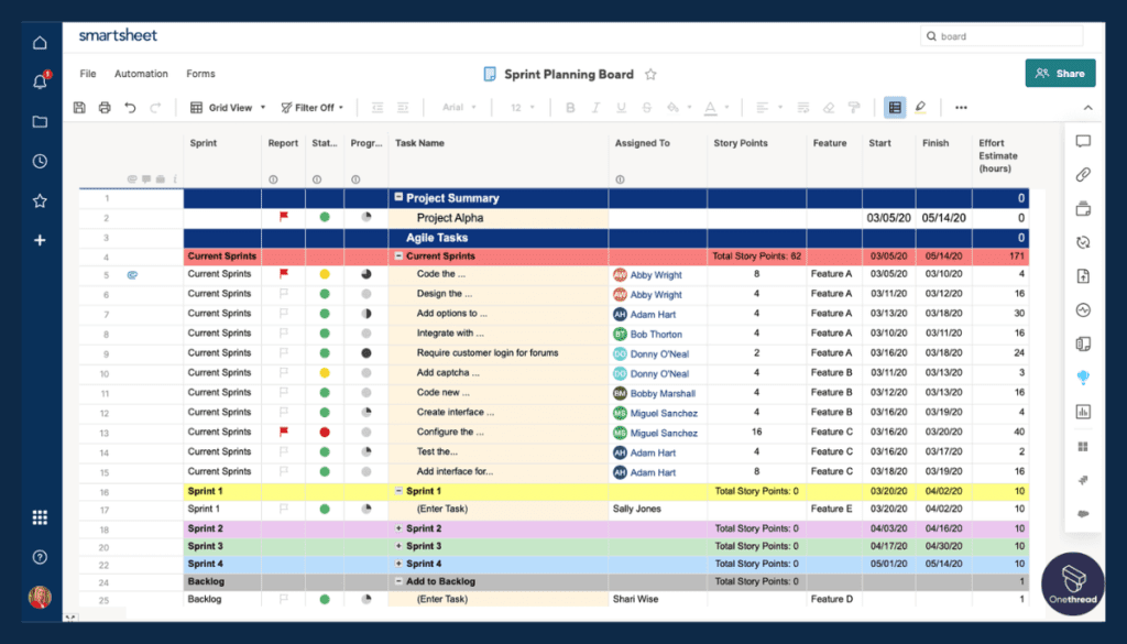 Smartsheet-Grid View