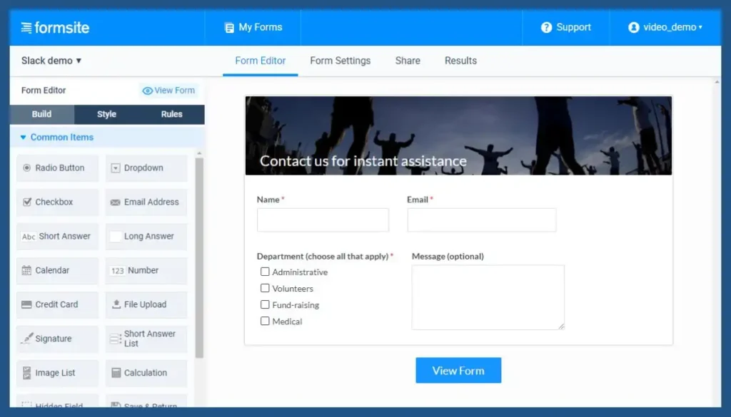 Formsite-Survey Functionality
