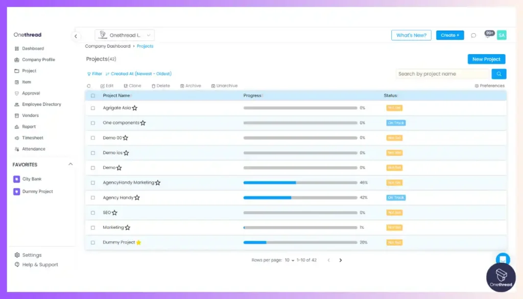 Onethread-Project Tracking