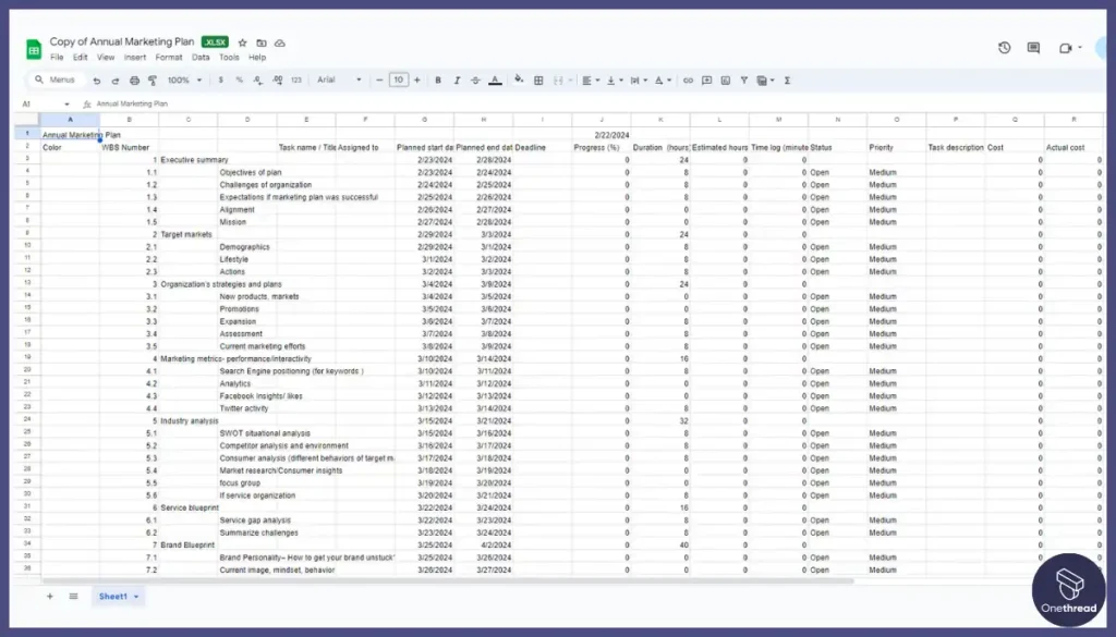 Annual Marketing Plan Template