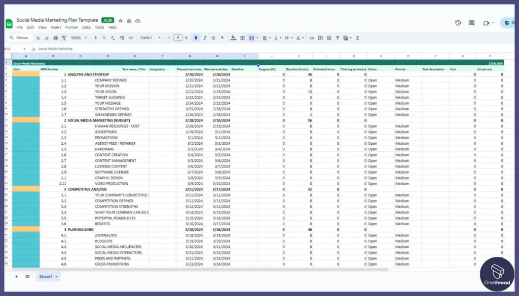 Social Media Marketing Plan Template