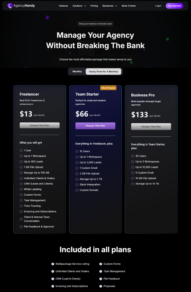 Agency Handy Pricing