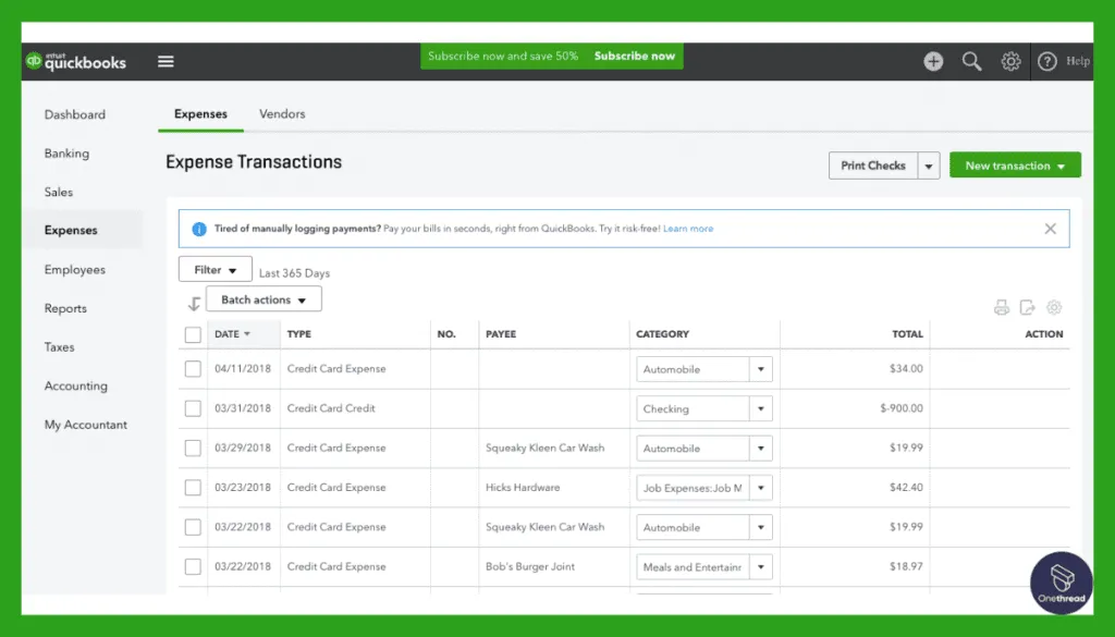 QuickBooks Online-Expense Tracking